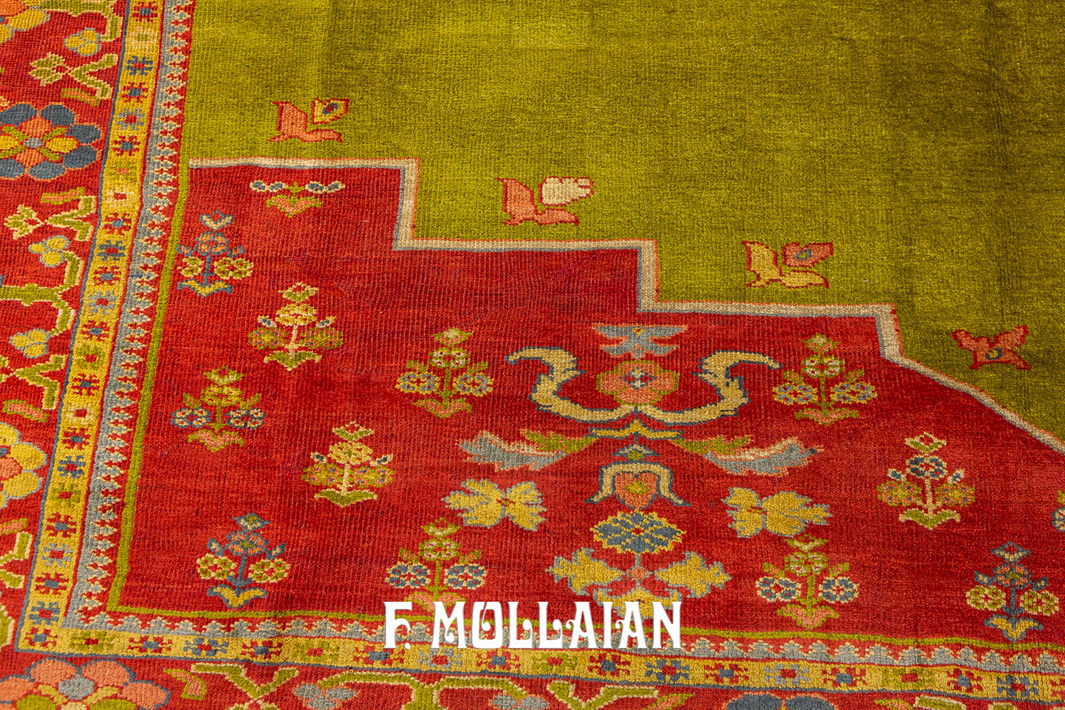 Mahal Zigler Carpet with Rare Open-Field Prayer Design and Green Wool n°:54329528